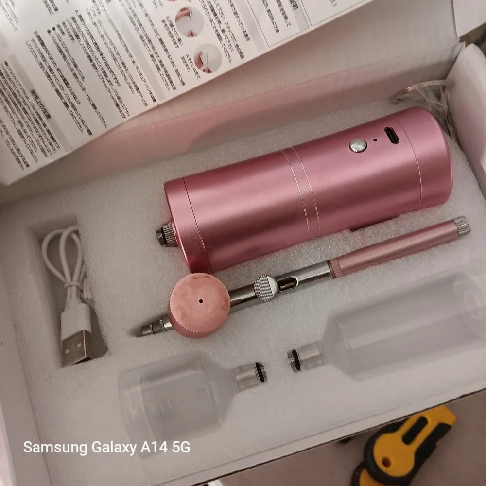 Portable Oxygen Injector Beauty Equipment Pink Handheld Airbrush Facial Steamer